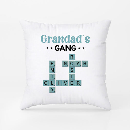 3402PUK1 crossword grandads gang pillow  personalised gifts for grandad