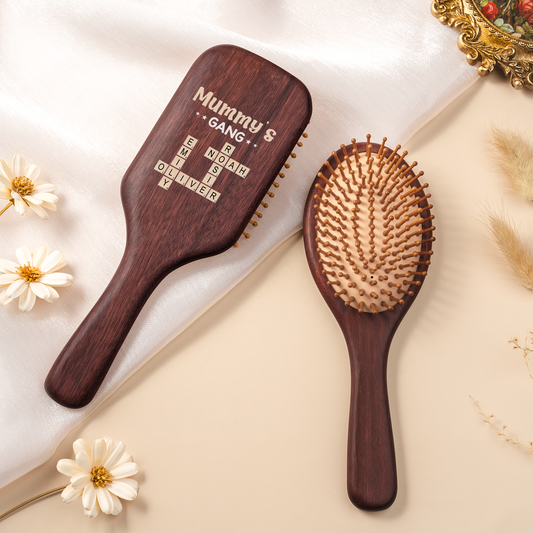 3402QUK2 personalised mummygrannys gang crossword wooden hairbrush 3402qst5i
