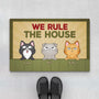 3408DUK1 we rule the house doormat  personalised gifts for cat lovers