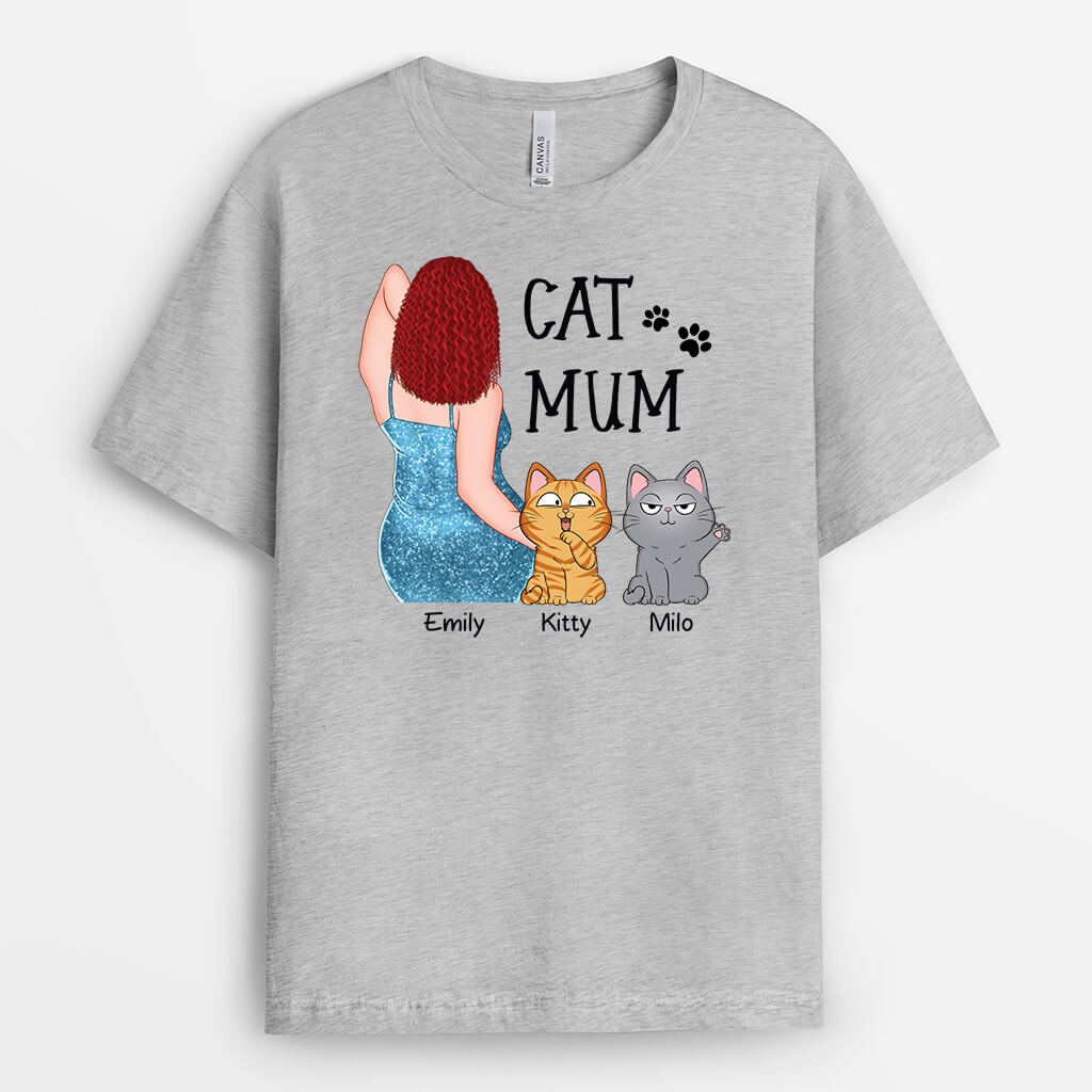 3416AUK2 sexy cat mum t shirt  personalised gifts for cat mum