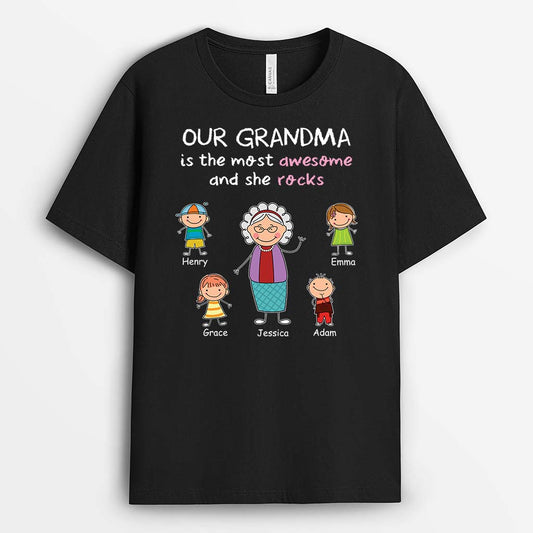 3423AUK1 our mama is the most awesome t shirt  personalised gifts for grandma
