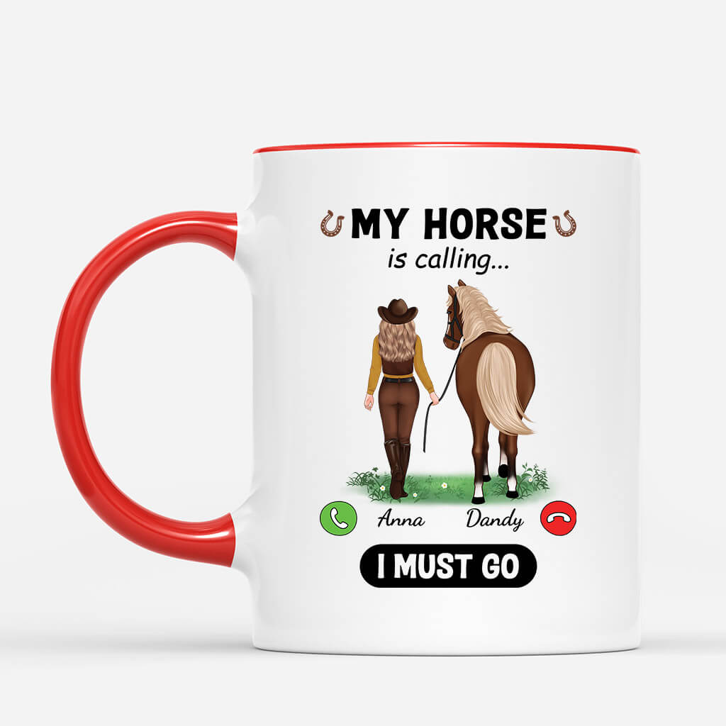 Personalised My Horse Is Calling Mug For Female