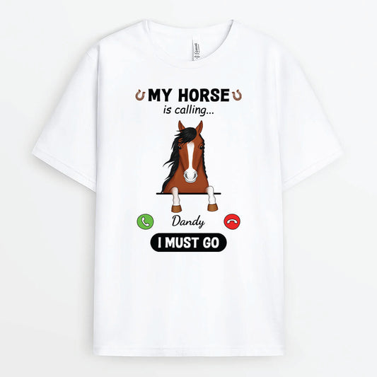 3427AUK1 my horse is calling t shirt  personalised gifts for pet lovers