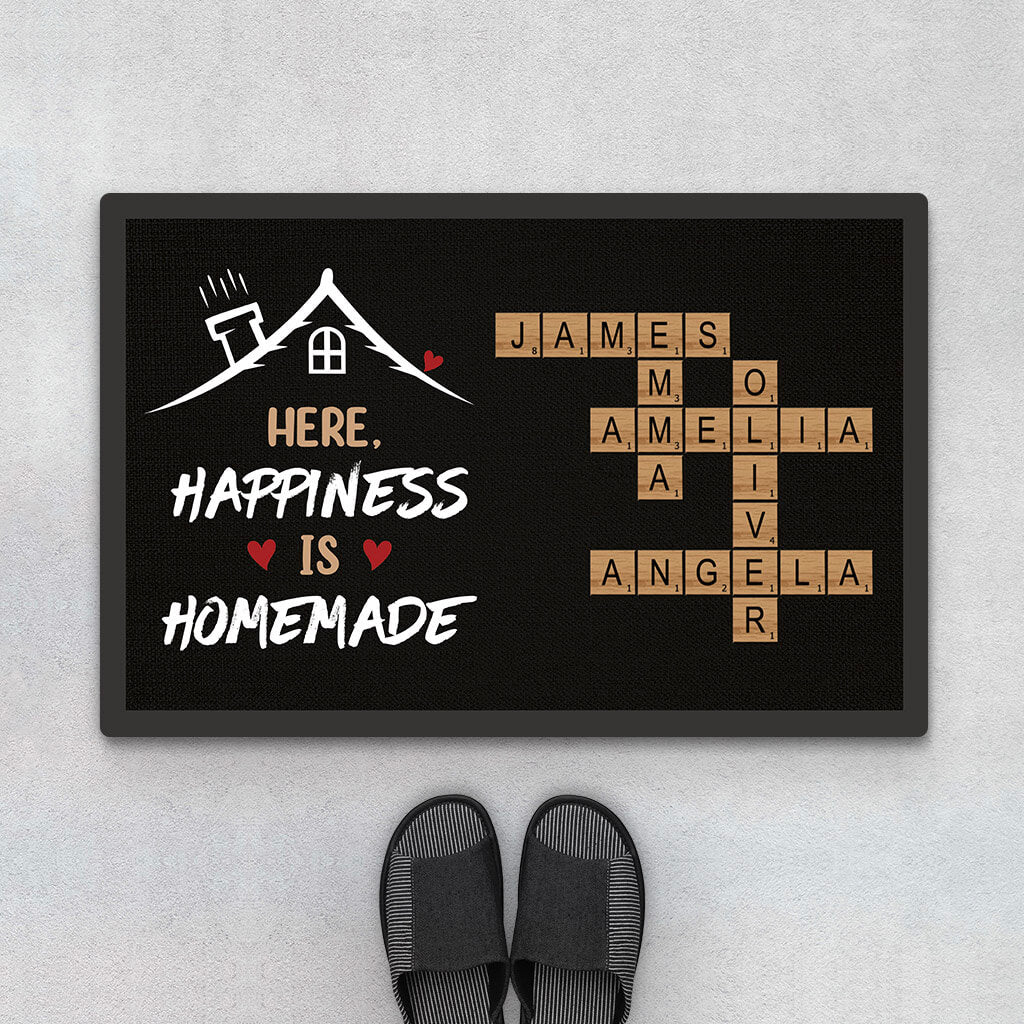 Personalised Here Happiness Is Homemade Doormat