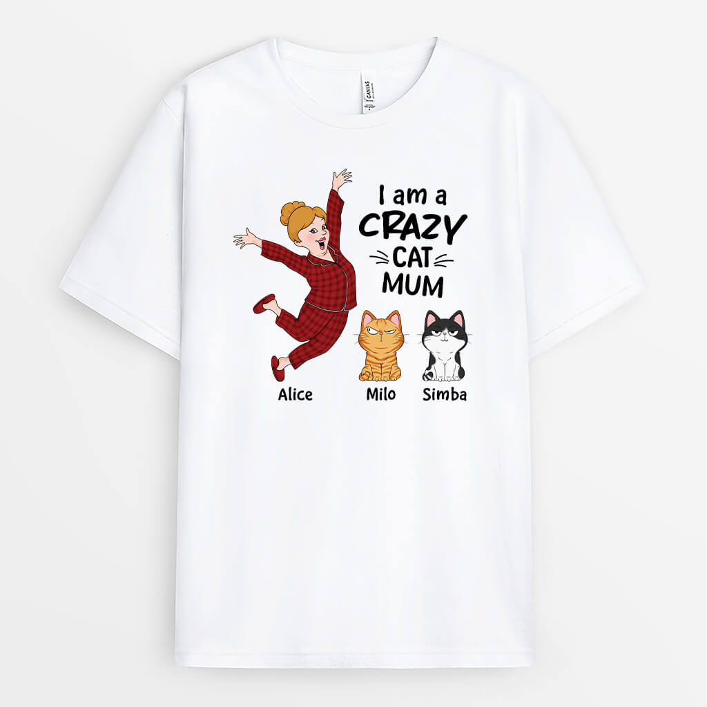 Personalised I Am A Crazy Cat Mum T-Shirt