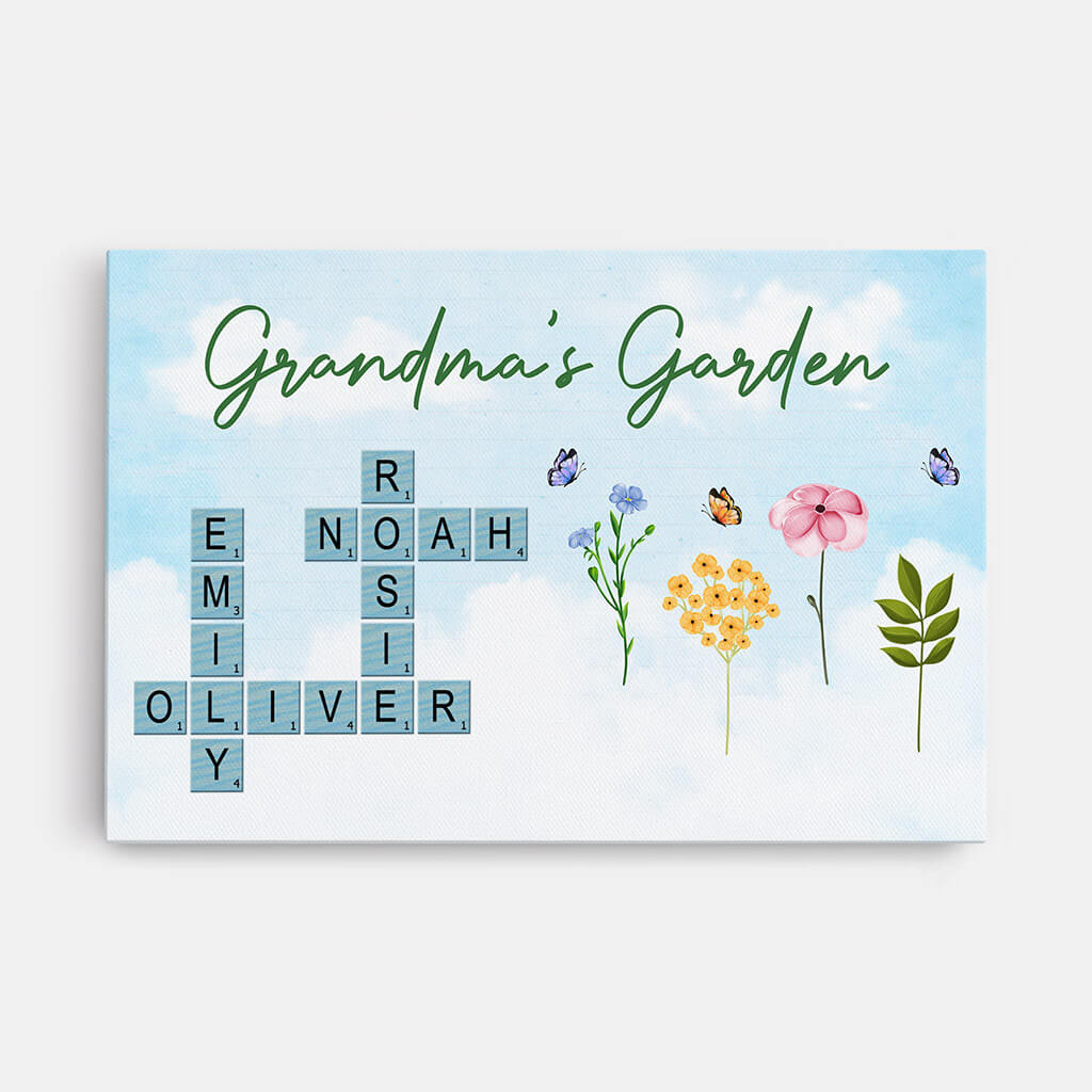 Personalised Grandma's Garden Crossword Canvas