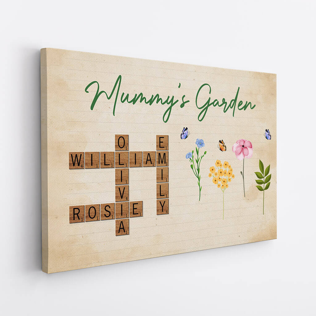 Personalised Grandma's Garden Crossword Canvas