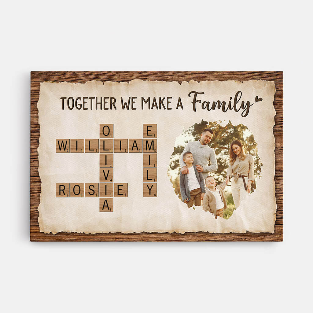 Personalised Together We Make A Family Crossword Canvas For Parents