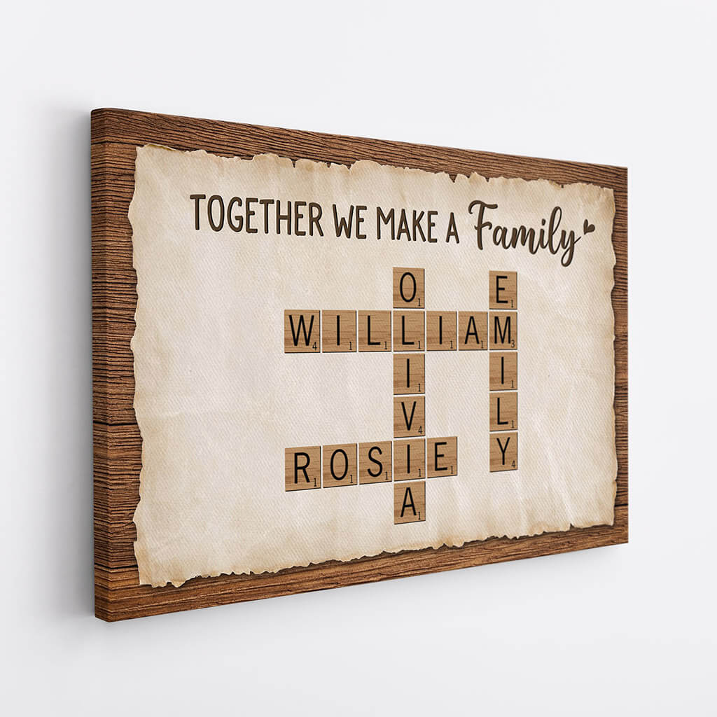 Personalised Together We Make A Family Crossword Canvas For Parents