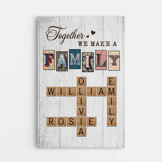 3445CUK1 vintage together we make a family canvas  personalised gifts for grandparents