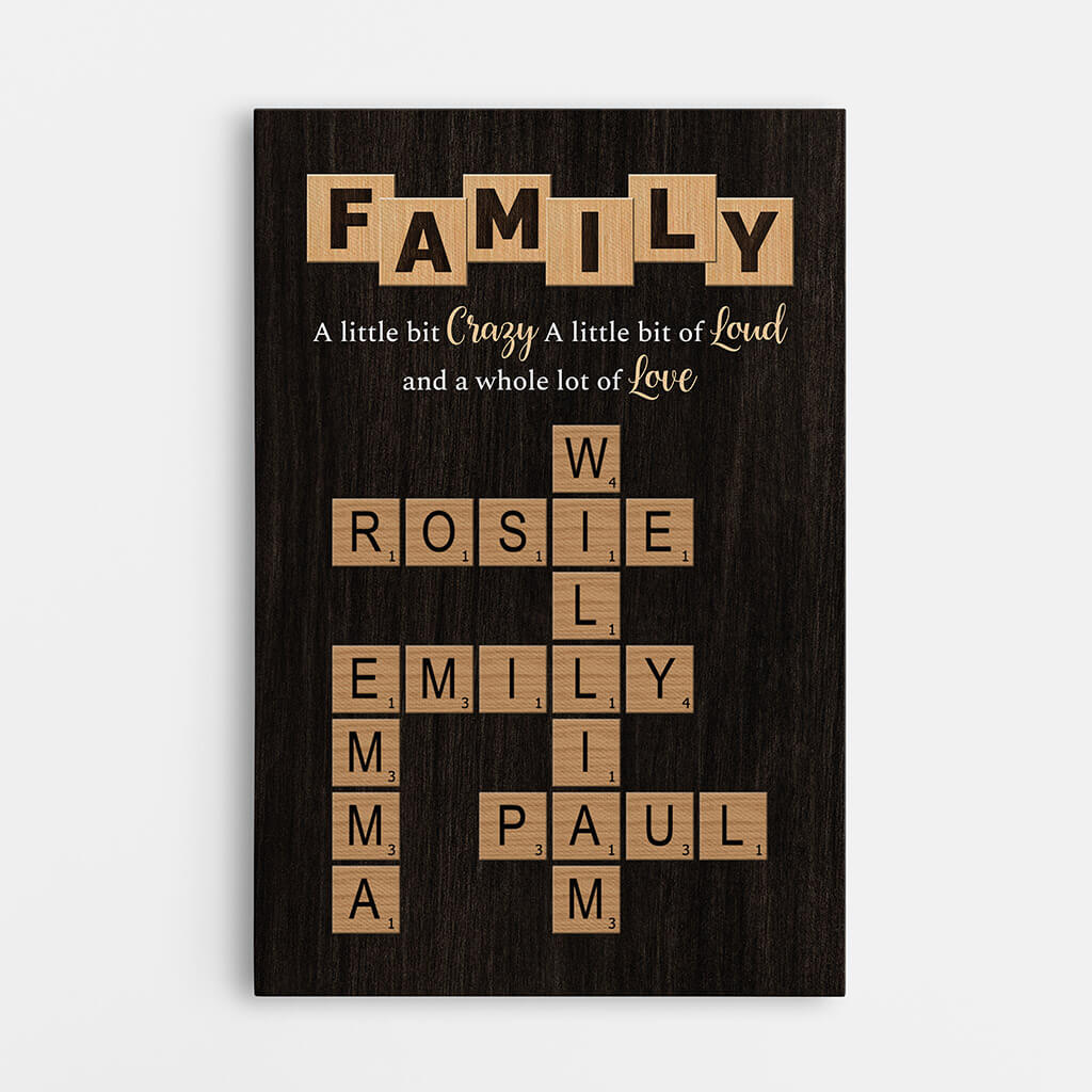 Personalised Crossword Family Canvas