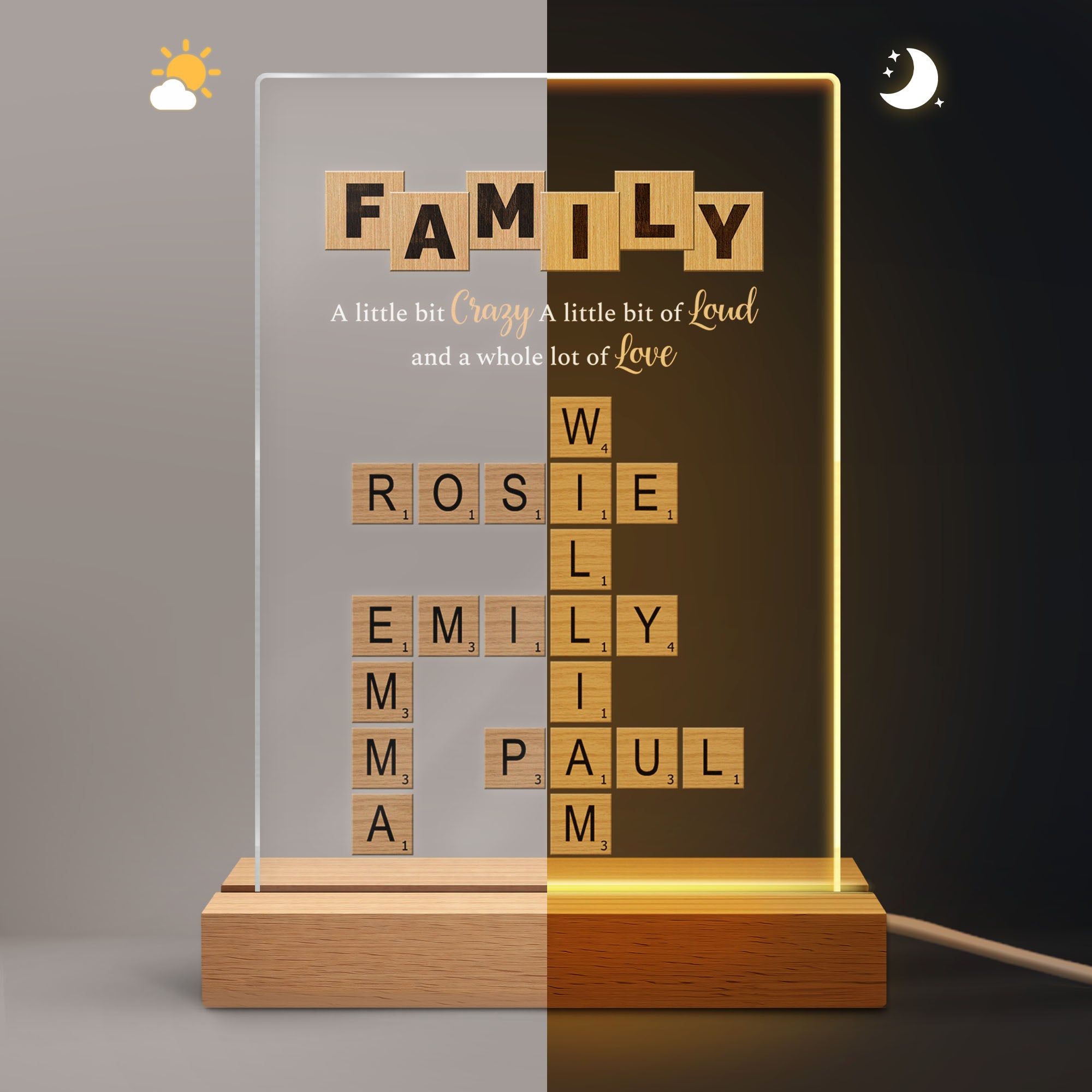 3446LUK1 personalised family a little bit of crazy crossword night light 3446lsv5i_2