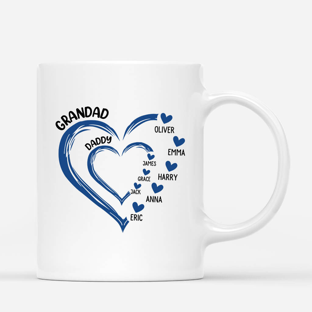 Personalised Grandad Heart Mug For family