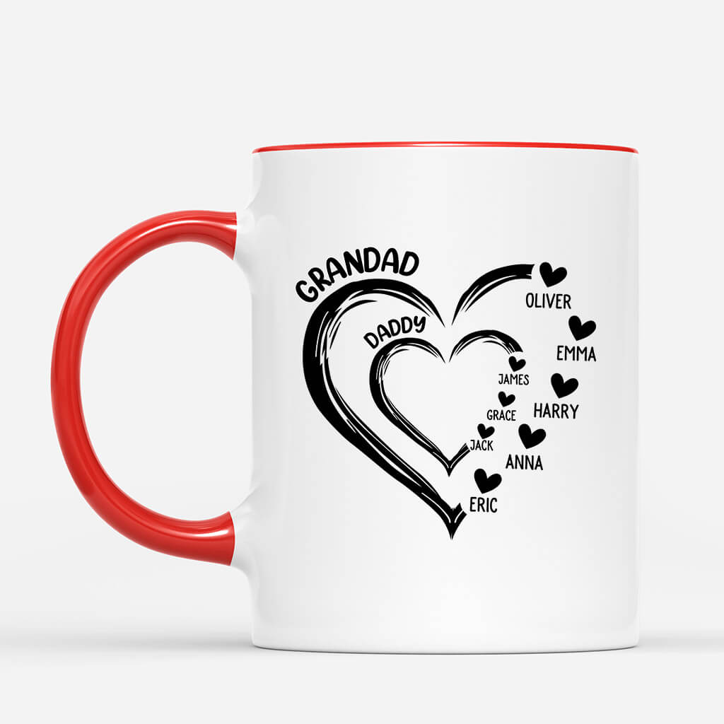 Personalised Grandad Heart Mug For family