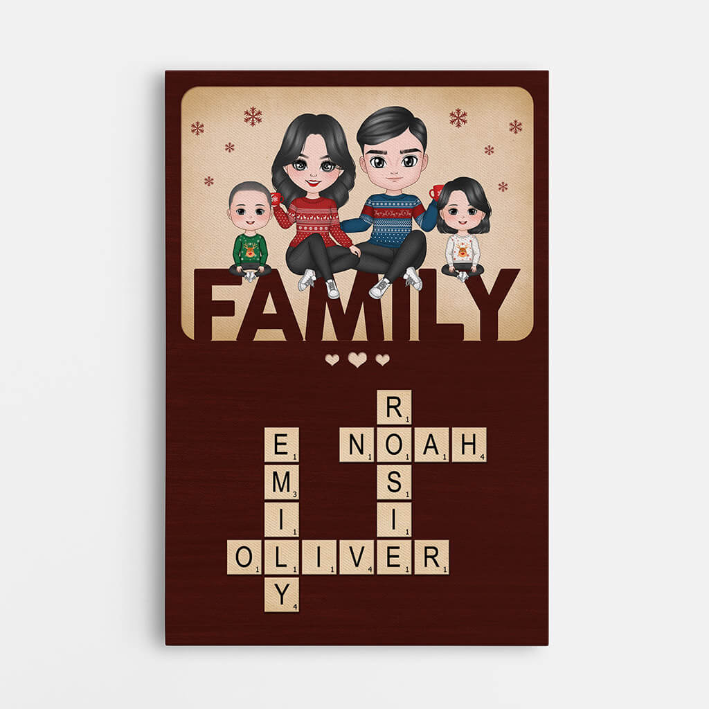 Personalised Xmas Family Crossword Canvas