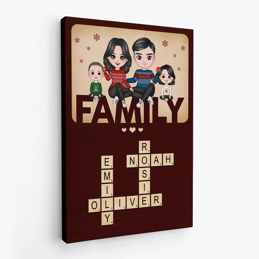 Personalised Xmas Family Crossword Canvas