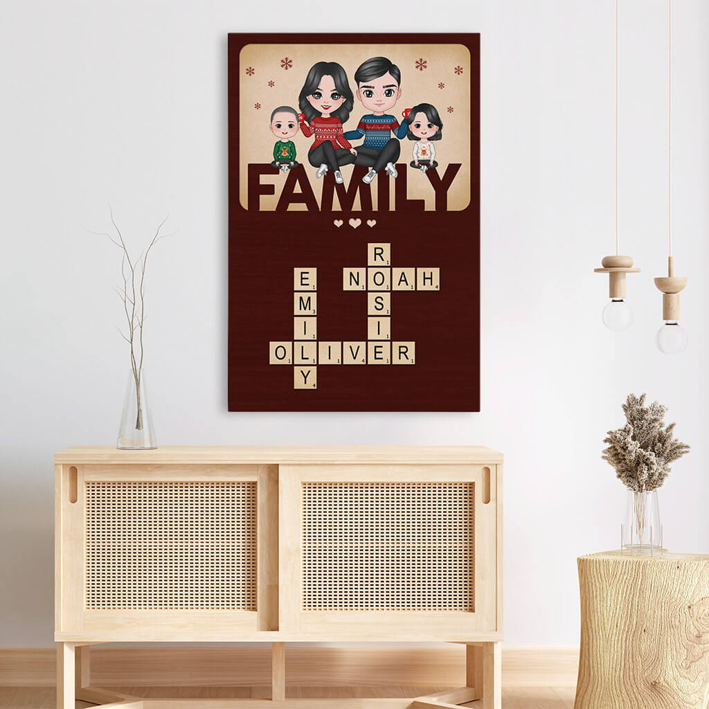 Personalised Xmas Family Crossword Canvas