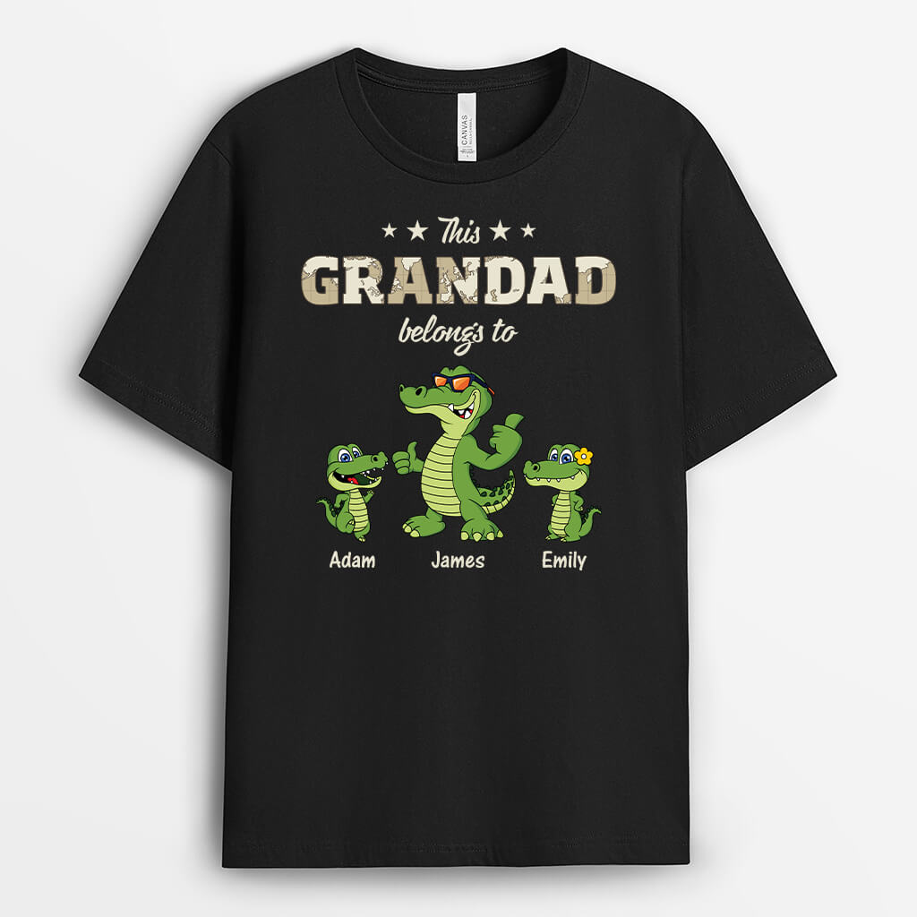 3478AUK1 cool crocodile this grandad belongs to t shirt  personalised gifts for grandad