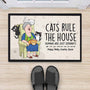 3484DUK2 cat rules the house doormat  personalised gifts for cat dad