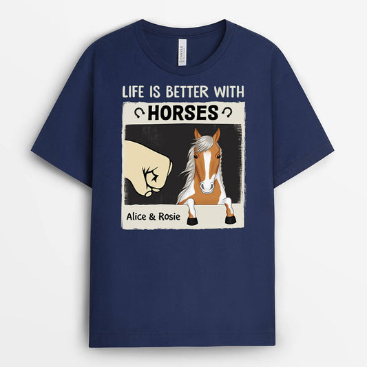 3487AUK2 life is better with horses t shirt  personalised gifts for her