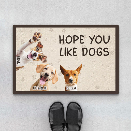 3497DUK1 Personalised Hope You Like Dogs Doormat For Dog Owners