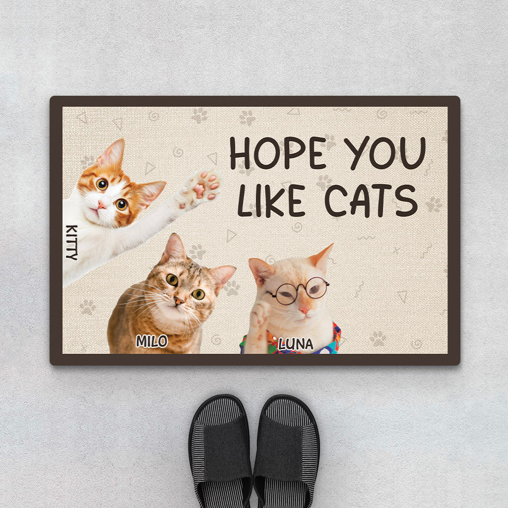 Personalised Hope You Like Cats Doormat For Cat Lovers