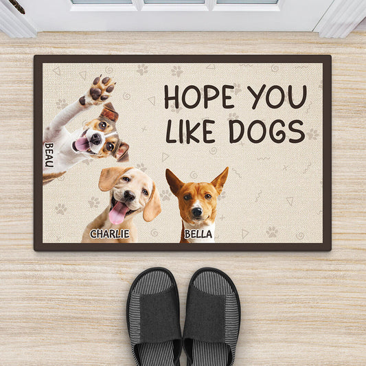 3497DUK2 Personalised Hope You Like Dogs Doormat For Dog Owners