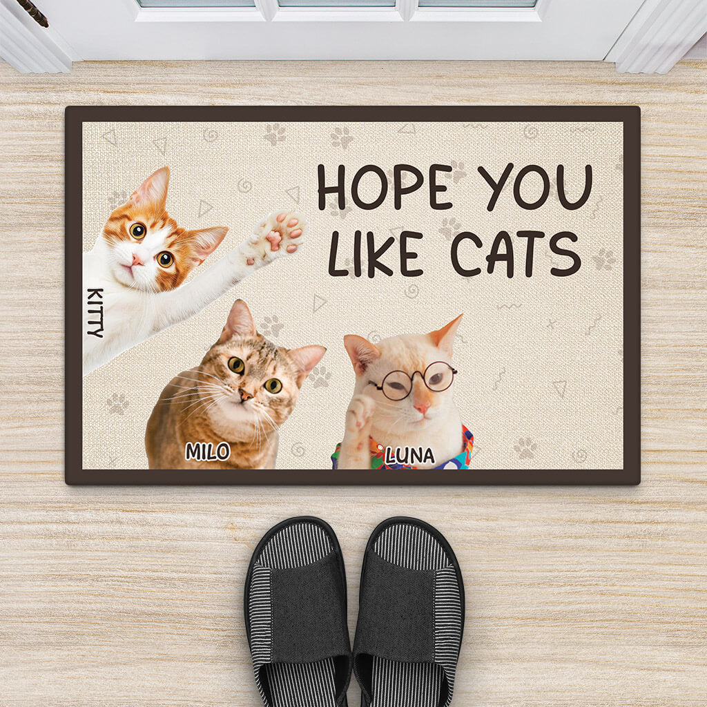 Personalised Hope You Like Cats Doormat For Cat Lovers