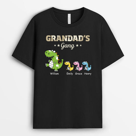 3499AUK1 grandads gang dinorsaus t shirt  personalised gifts for grandad