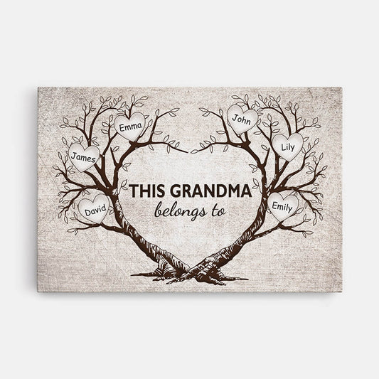 3500CUK1 this grandma belongs to tree canvas  personalised gifts for grandma