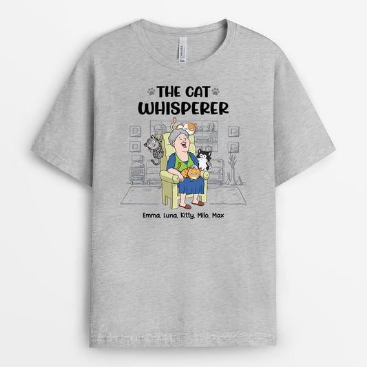 3502AUK2 the cat whisperer t shirt  personalised gifts for male