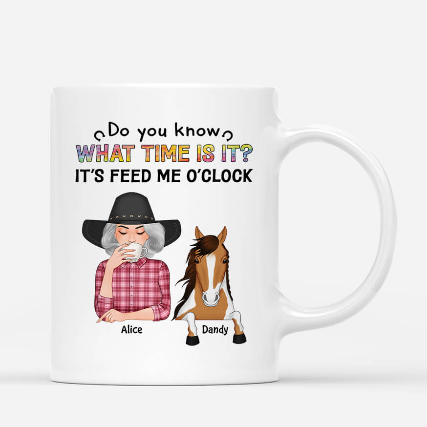 3507MUK2 what time is it its feed me oclock mug  personalised gifts for horse lovers