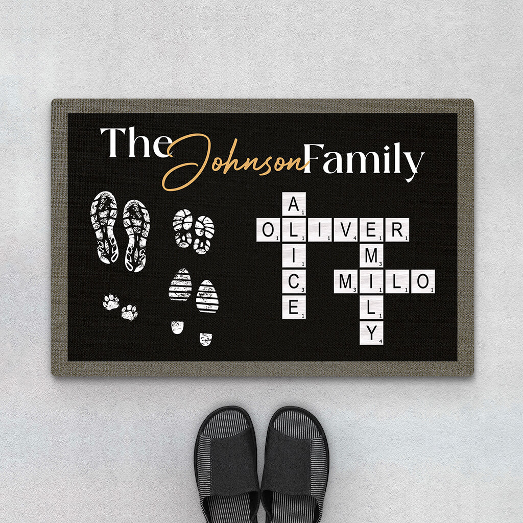 Personalised The Family Crossword Doormat For Grandparents/Parents