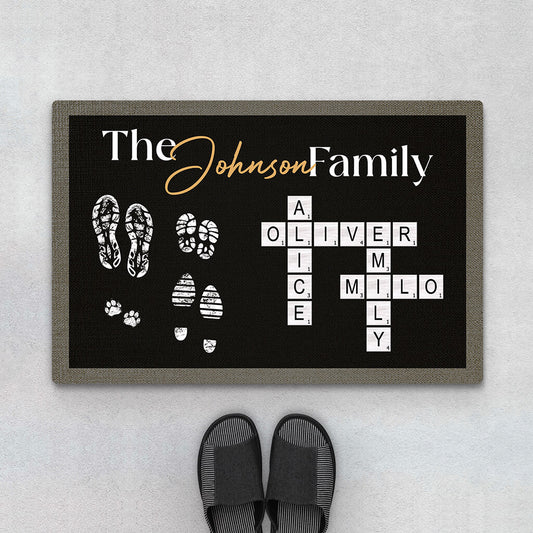 3514DUK1 personalised the family crossword doormat  personalised for grandparents parents