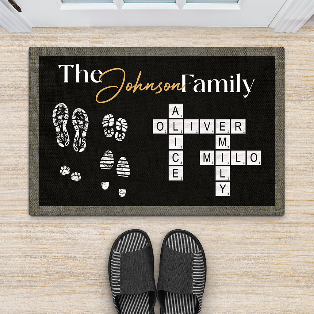 Personalised The Family Crossword Doormat For Grandparents/Parents