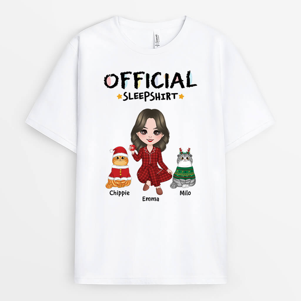 Personalised Official Sleepshirt Christmas Vibe T-shirt For Cat Lovers