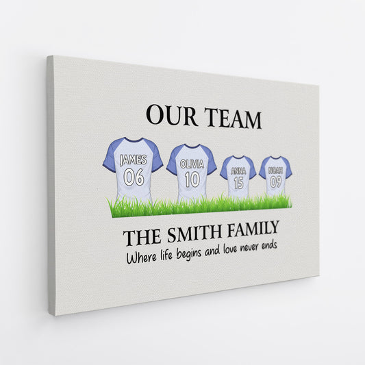 3528CUK2 our team family canvas  personalised football gifts for family