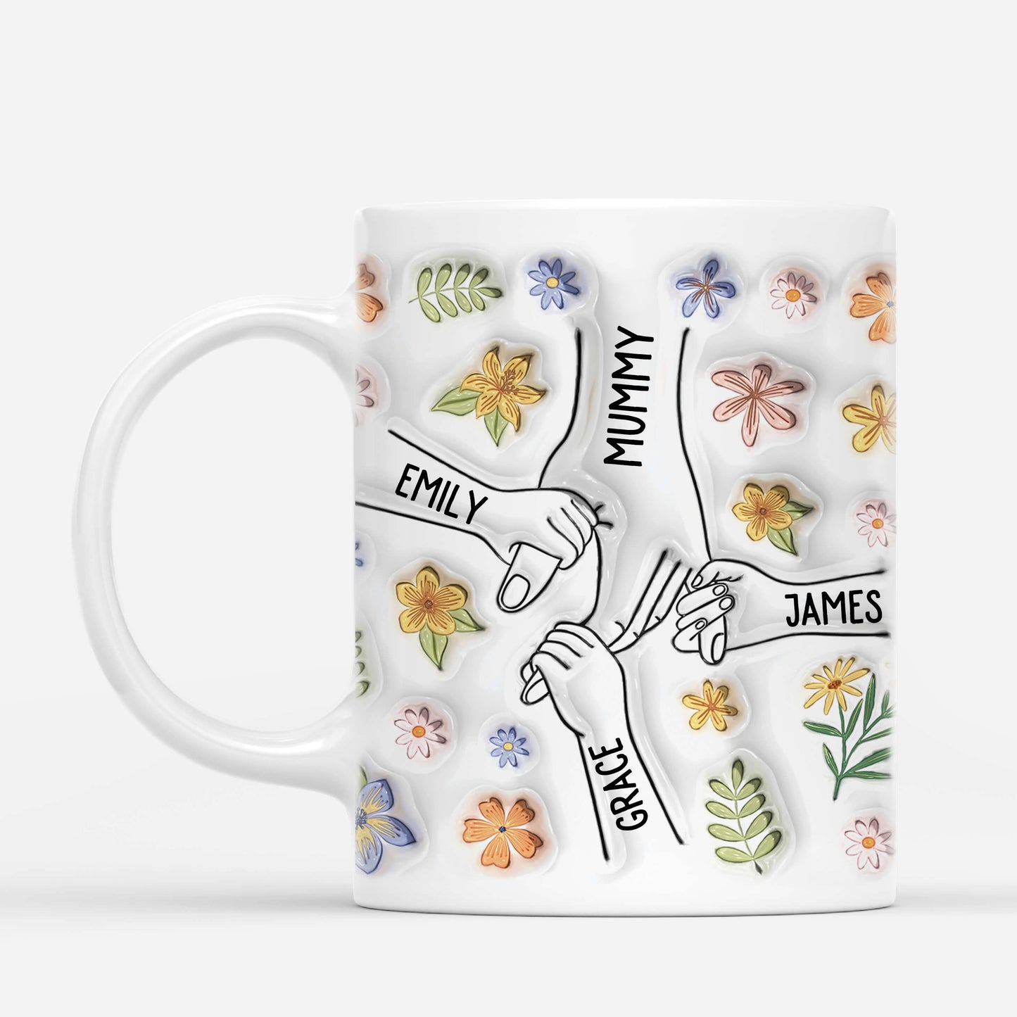 Personalised You Hold Our Hands Also Our Hearts Mug For Grandma With 3D Inflated Effect