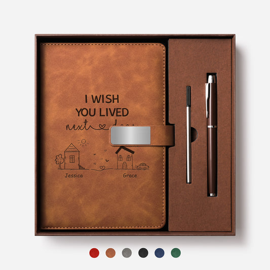 3535MUS1 custom engraved leather notebook set i wish you lived next door gifts for friends 3535mo6q5f