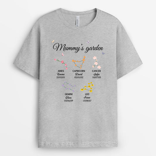 3537AUS2 grandmas garden zodiac flower t shirt  personalised gifts for grandma