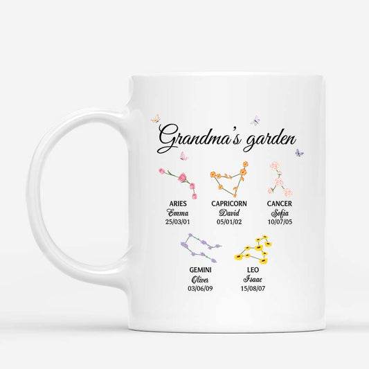 3537MUK1 grandmas garden zodiac flower mug  personalised gifts for grandma