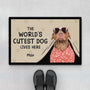 3542DUK1 Personalised Worlds Cutest Dog Lives Here Doormat