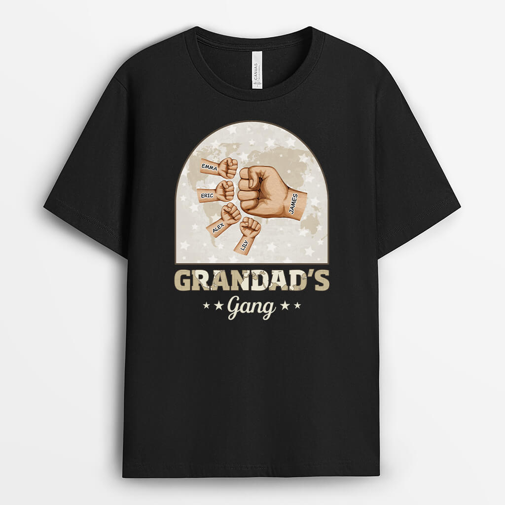 3546AUK1 Personalised Grandads Dad Gang Fist Bump T shirt