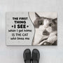 3550DUK1 first thing i see when i get home is the cat who loves me  personalised cat doormat for cat owners_9c3940f9 dc1b 41df 810c 8bb55fbc4ab2