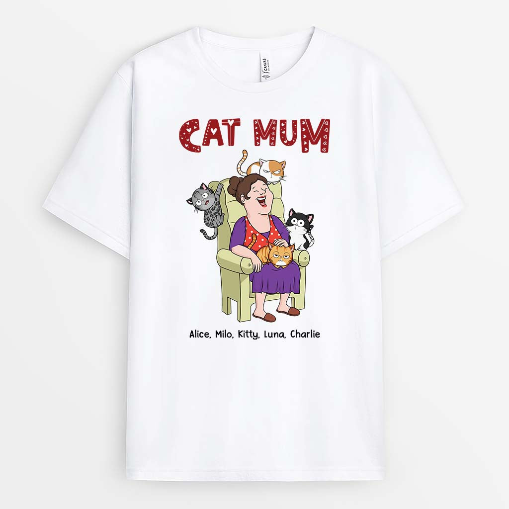 3557AUK1 cat mum cat dad funny t shirt  personalised gifts for cat owners