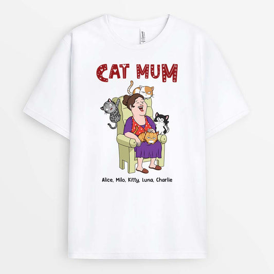 3557AUK1 cat mum cat dad funny t shirt  personalised gifts for cat owners