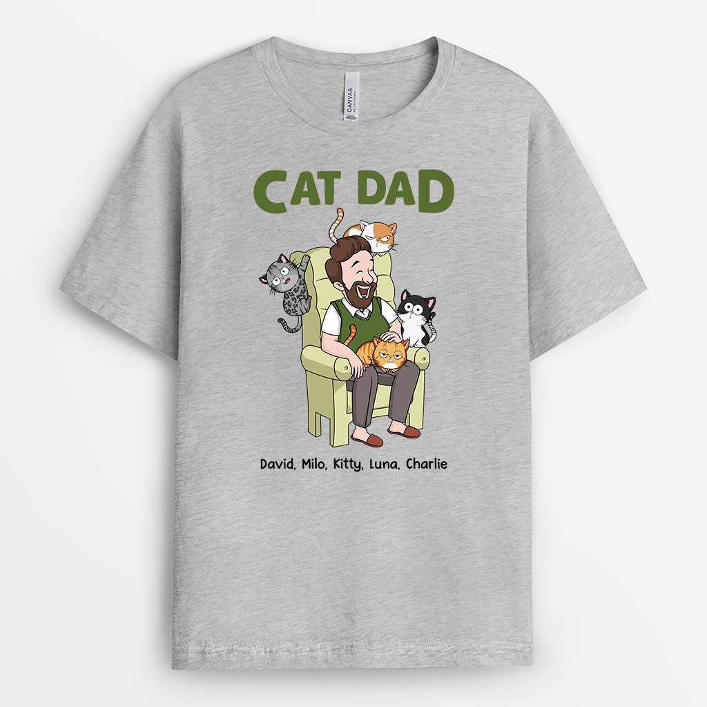 3557AUK2 cat mum cat dad funny t shirt  personalised gifts for cat owners