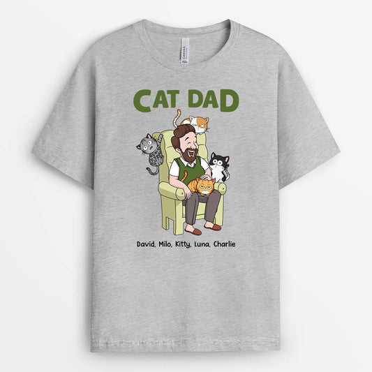 3557AUK2 cat mum cat dad funny t shirt  personalised gifts for cat owners