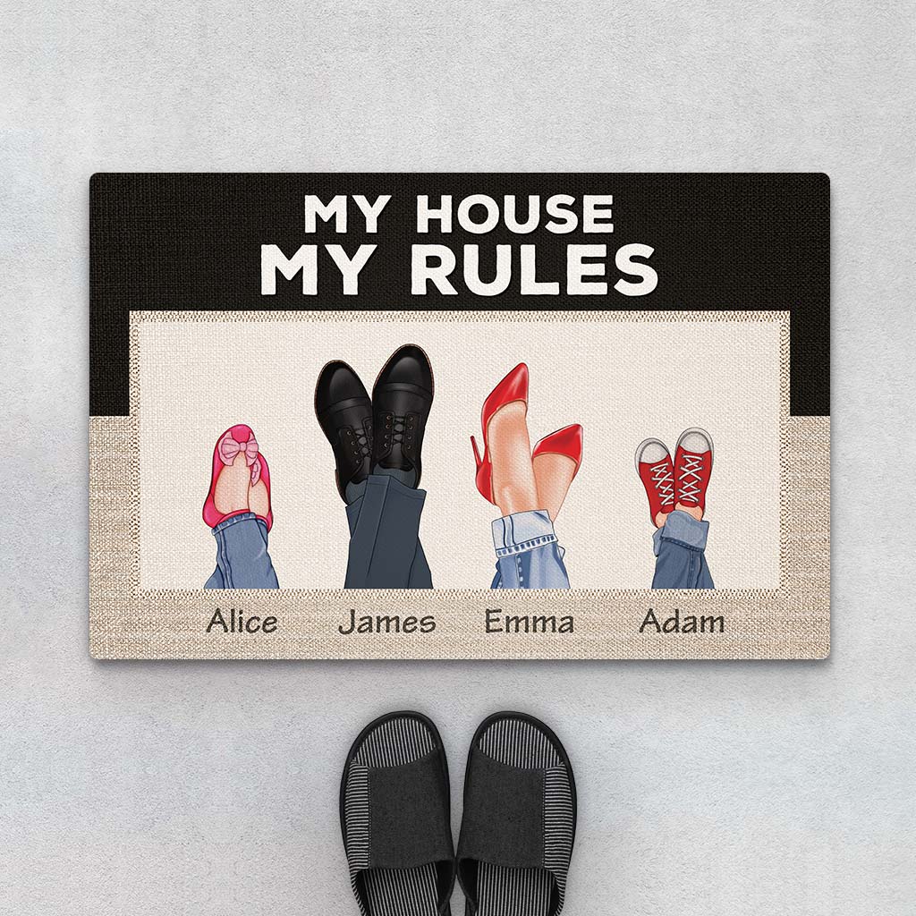 Personalised Our House Our Rules Family Doormat