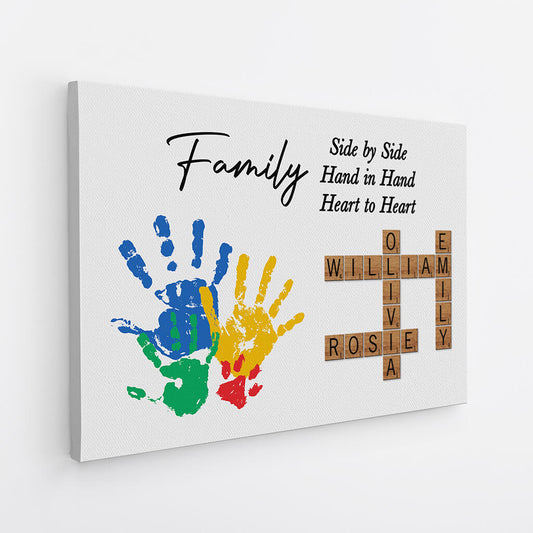 3581CUK2 family crossword handprints canvas  customised family gifts